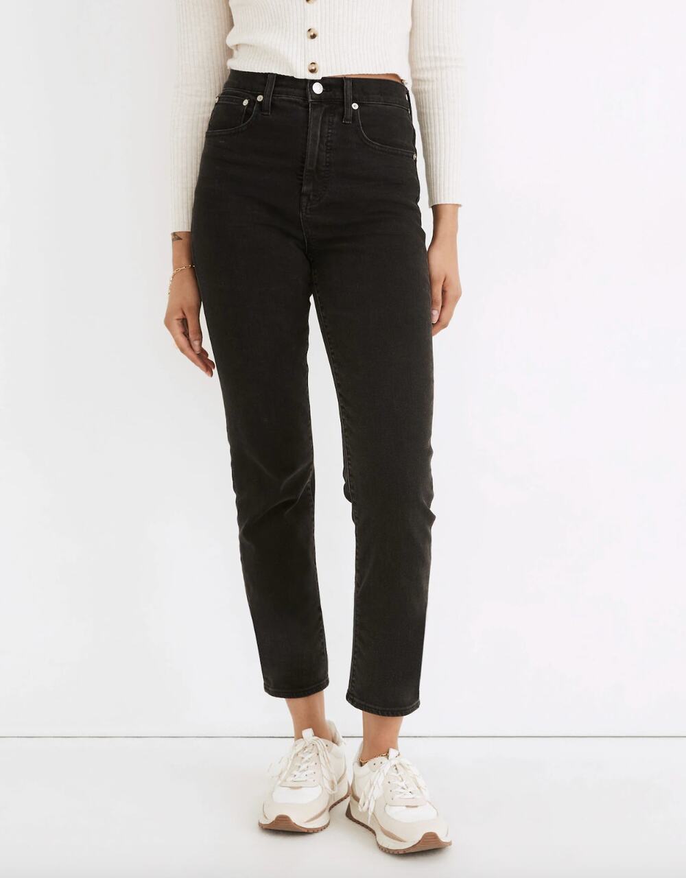 Madewell Classic Straight Jeans Lunar Wash Black High Rise Stretch Denim US 24